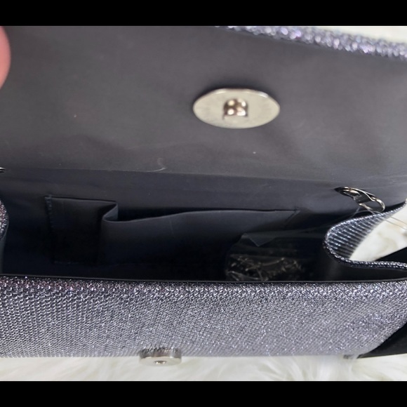 d’Margeaux Gun Metal Clutch with Shoulder Strap - Picture 4 of 6
